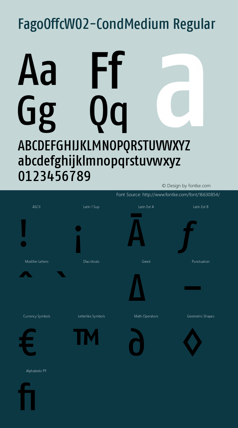 FagoOffcW02-CondMedium Regular Version 7.504 Font Sample