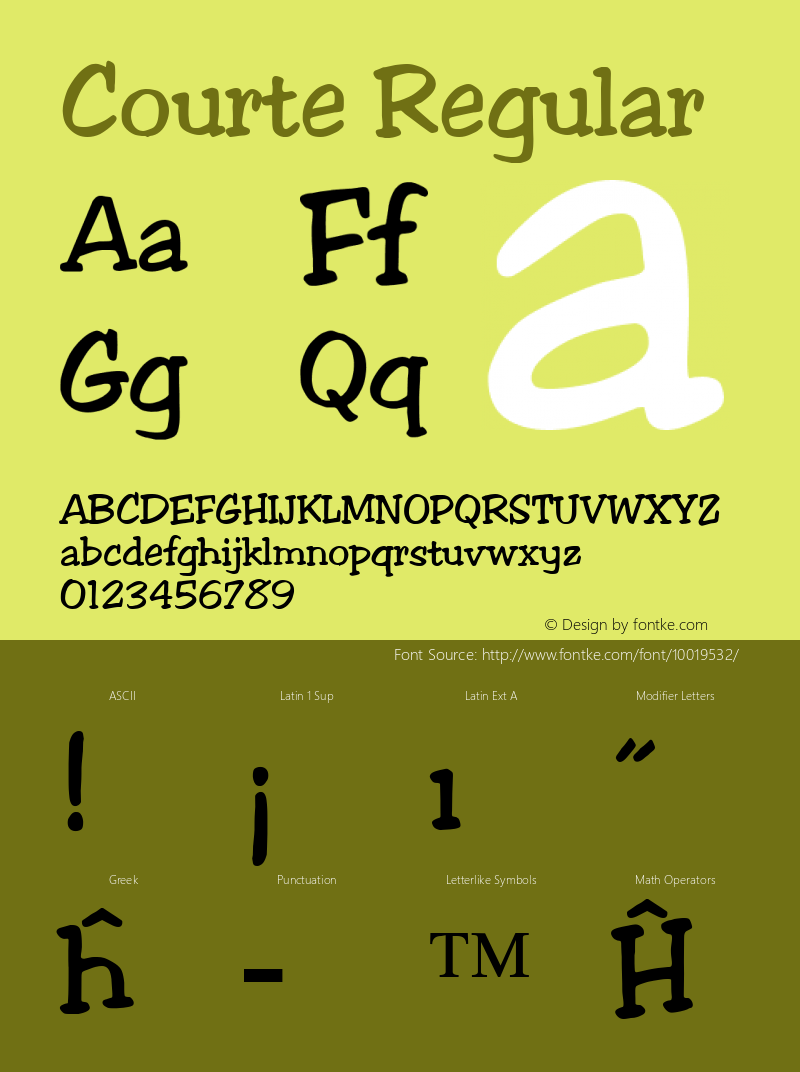 Courte Regular Altsys Fontographer 3.5  5/26/92 Font Sample