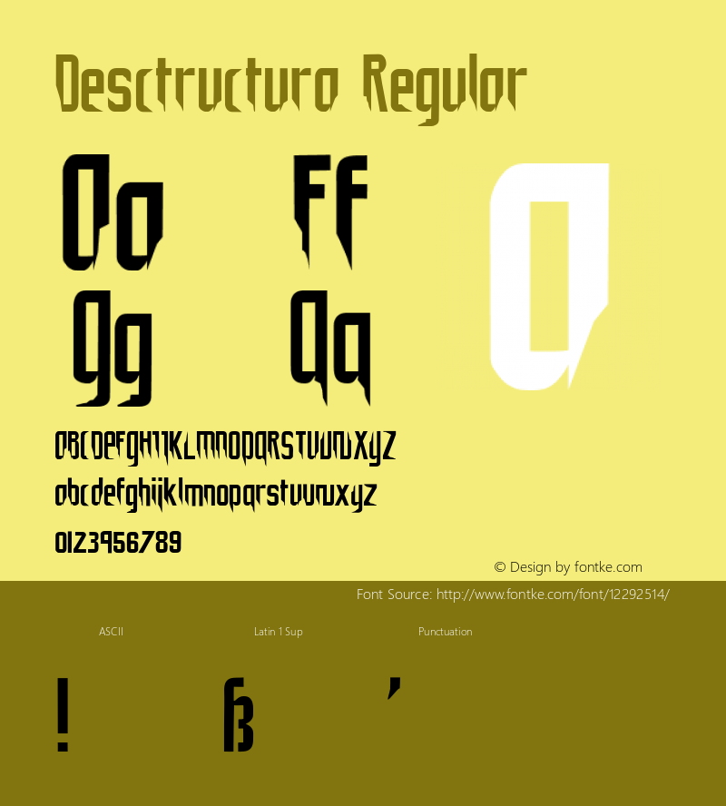 Desctructura Regular Version 001.000 Font Sample