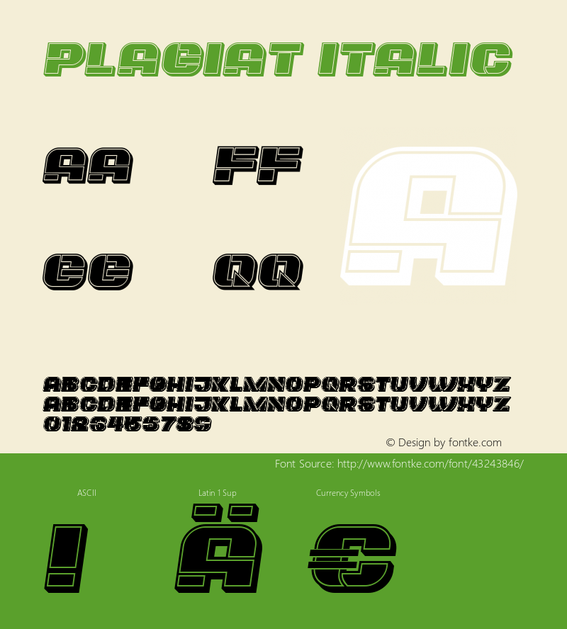 Plagiat Italic Version 1.000 Font Sample