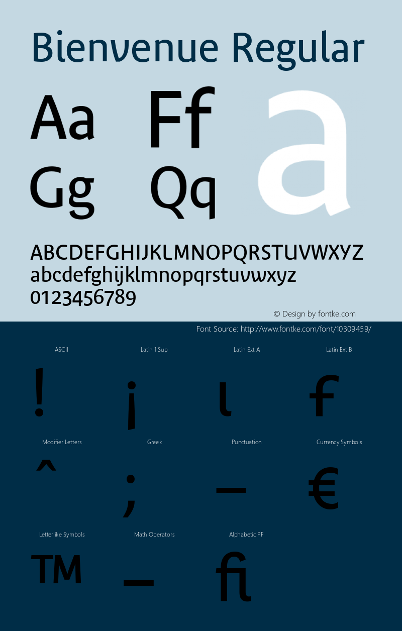 Bienvenue Regular Version 001.001 Font Sample