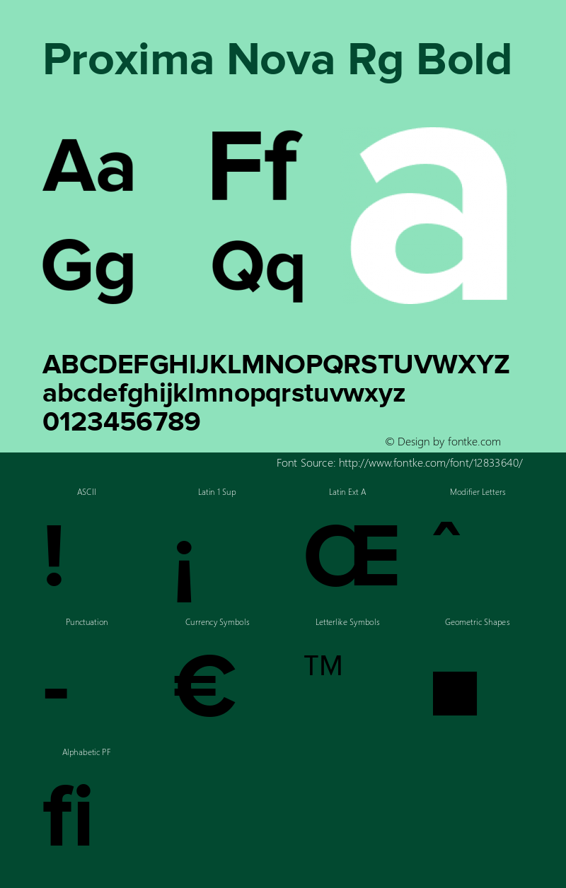 Proxima Nova Rg Bold Version 2.003 Font Sample