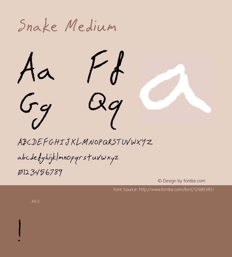 Snake Medium Version 001.000 Font Sample