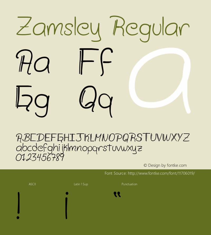 Zamsley Regular Version 1.00 Font Sample