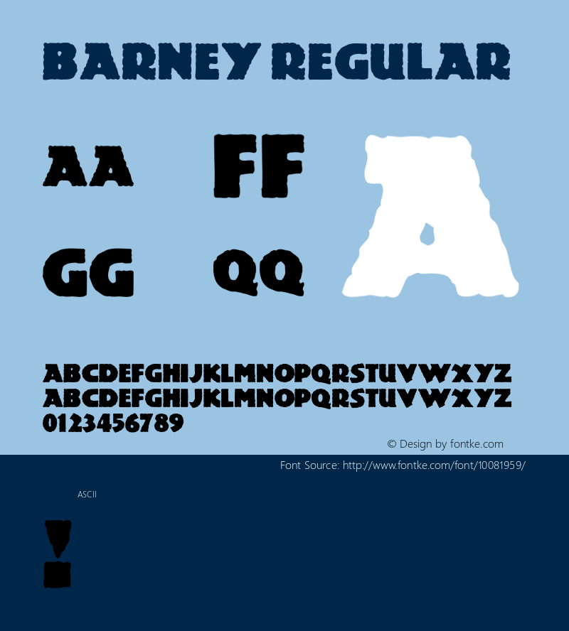 Barney Regular Unknown Font Sample