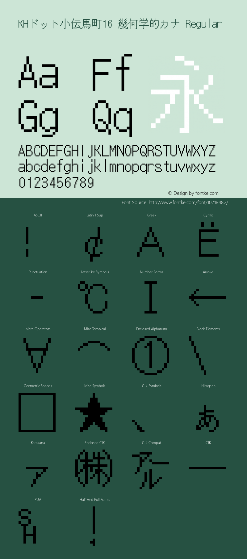 KHドット小伝馬町16 幾何学的カナ Regular Version 1.00.20150519 Font Sample