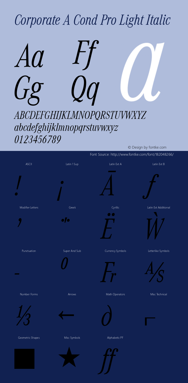 Corporate A Cond Pro Light Italic Version 1.40图片样张