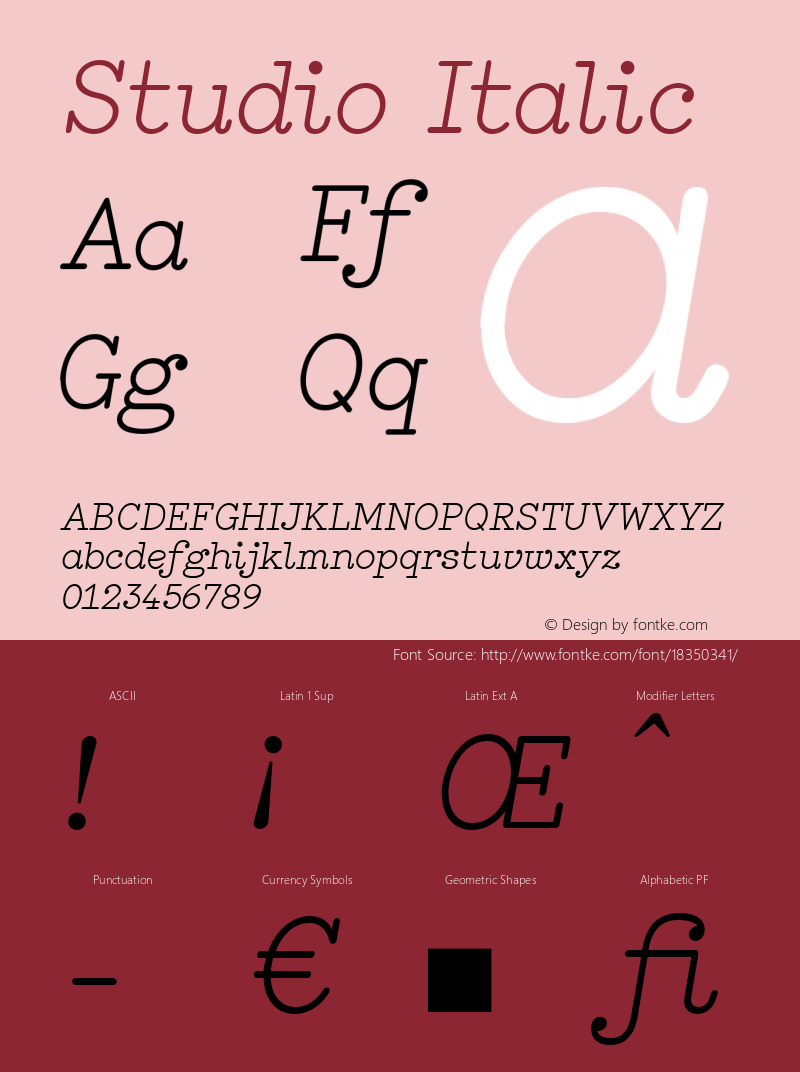 Studio Italic Version 1.001 Font Sample