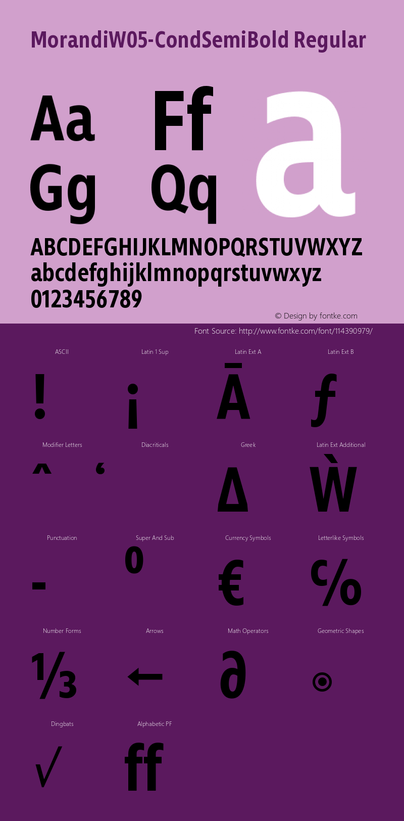 Morandi W05 Condensed SemiBold Version 1.21 Font Sample