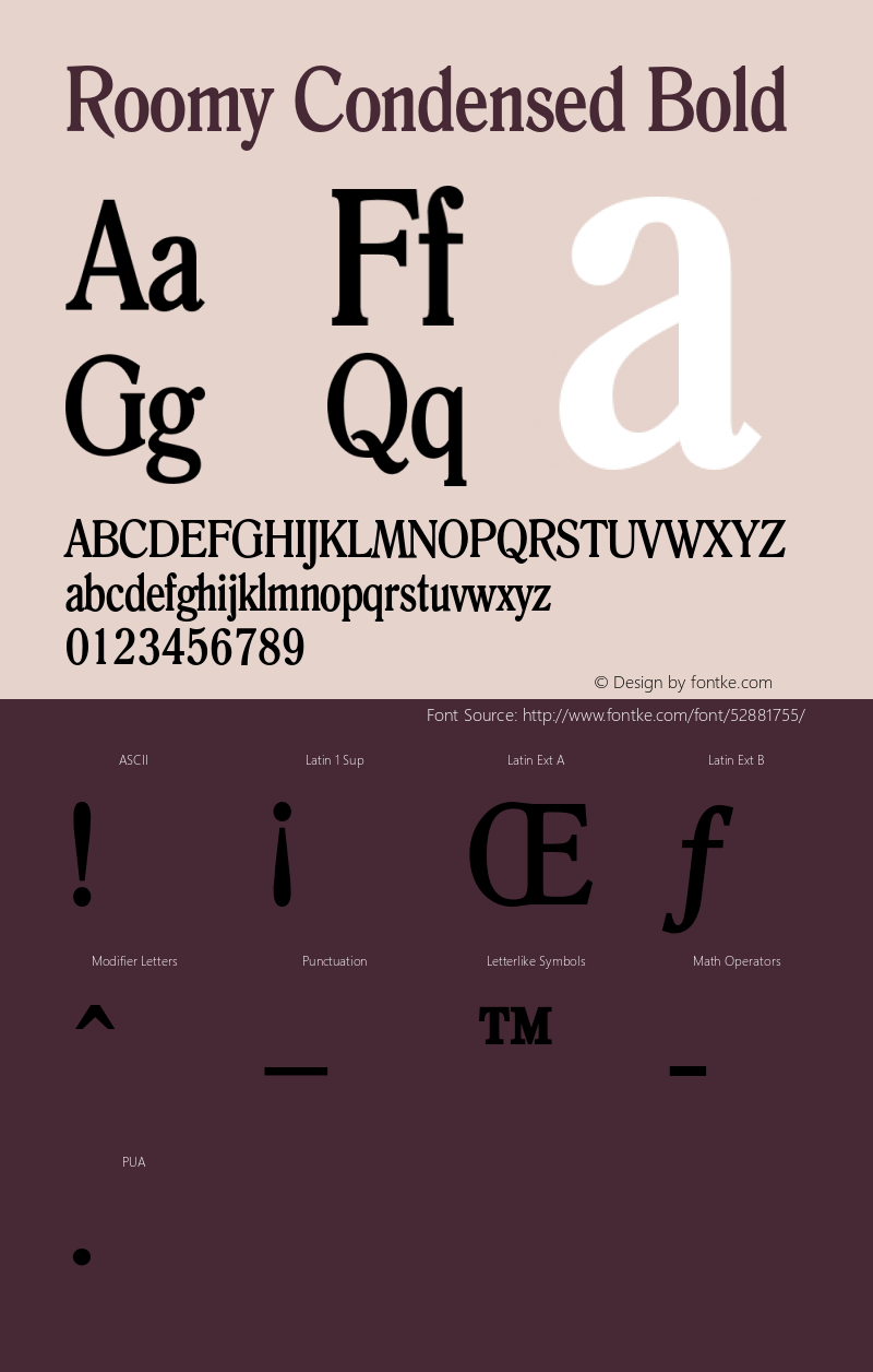 RoomyCondensedBold Altsys Fontographer 4.1 1/9/95 {DfLp-URBC-66E7-7FBL-FXFA} Font Sample