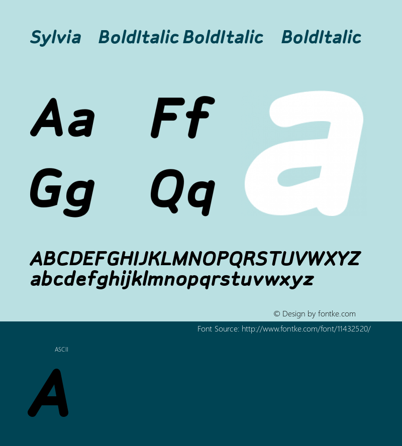 Sylvia-BoldItalic BoldItalic-BoldItalic Version 001.000 Font Sample