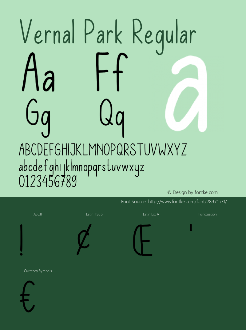 Vernal Park Version 1.00;March 25, 2019;FontCreator 11.5.0.2430 64-bit Font Sample