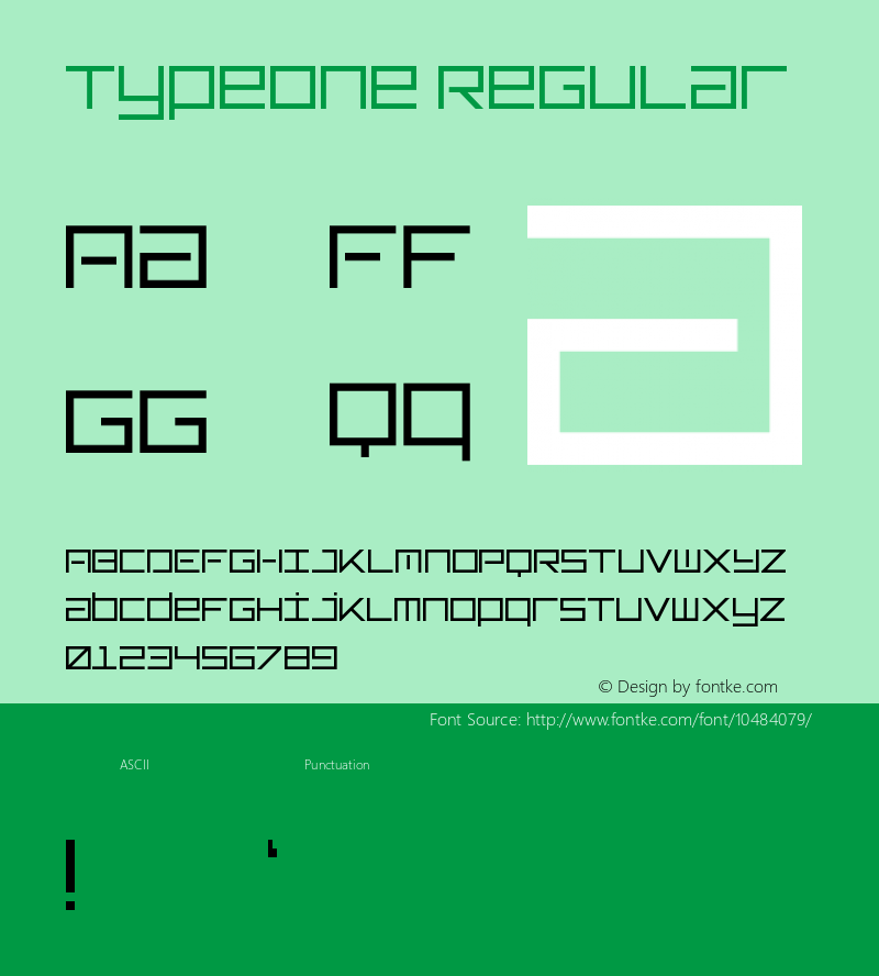 TypeOne Regular Version 1.0 Font Sample