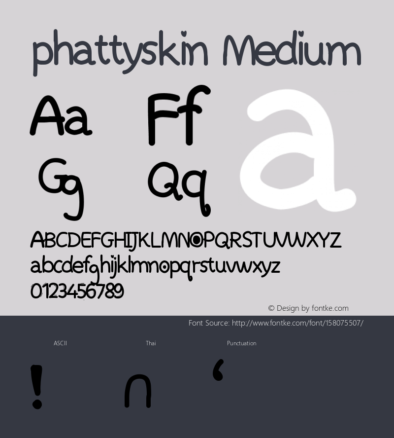 phattyskin Version 001.000 Font Sample