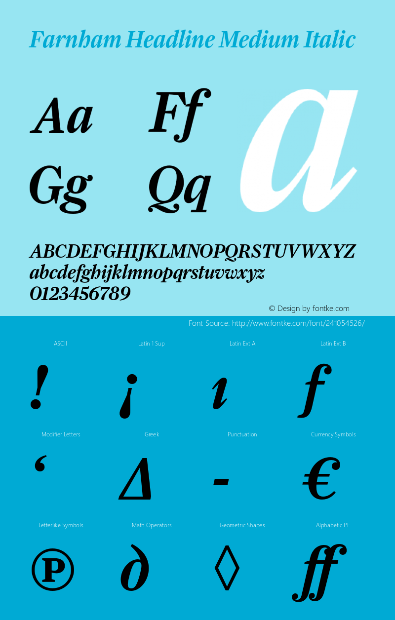 Farnham Headline Medium Italic Version 1.000 | FøM Fix图片样张