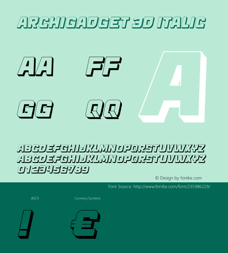 Archigadget 3D Italic Version 1.000图片样张