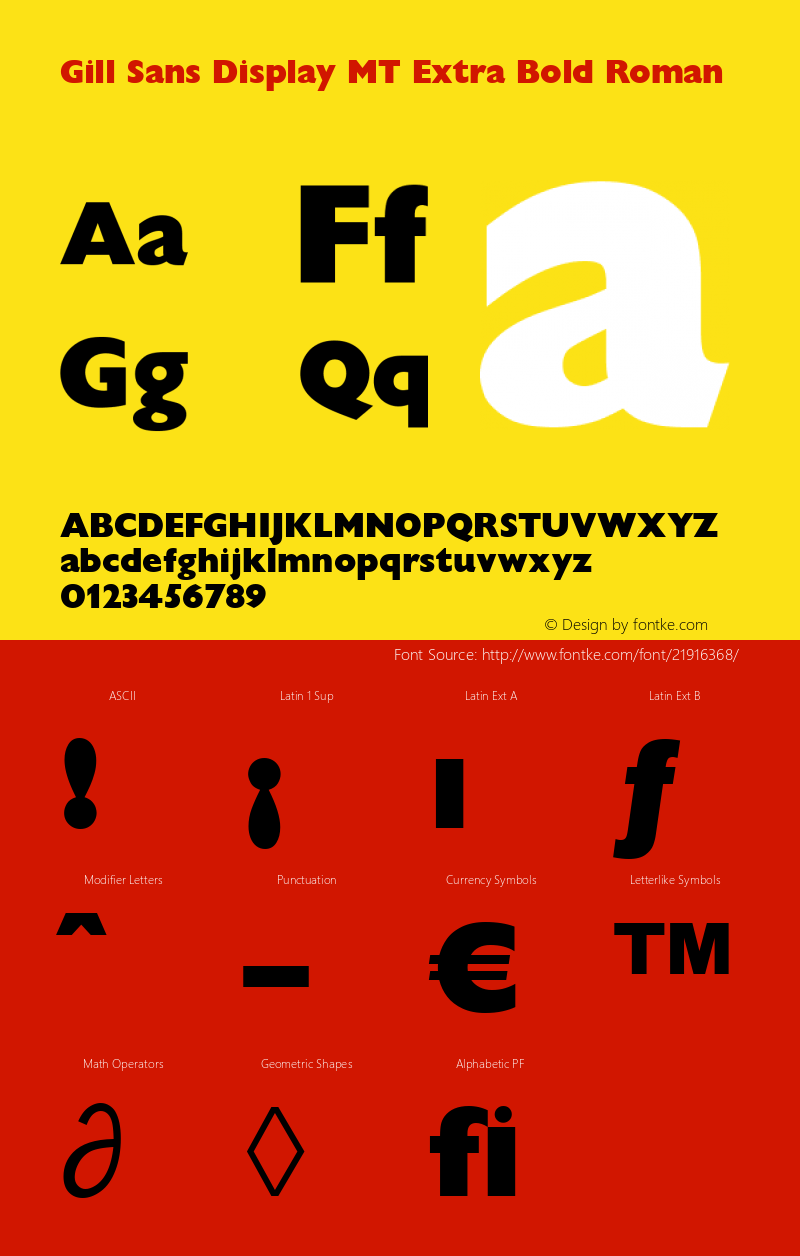 Gill Sans Display MT Extra Bold Version 2.10 Font Sample