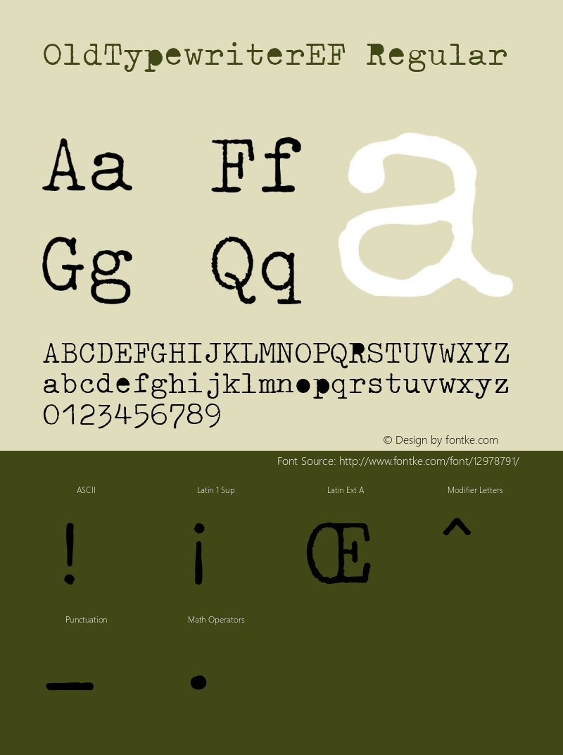 OldTypewriterEF Regular Version 1.00 Font Sample