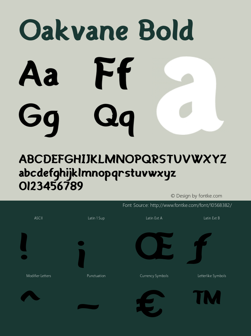 Oakvane Bold Version 1.000 Font Sample