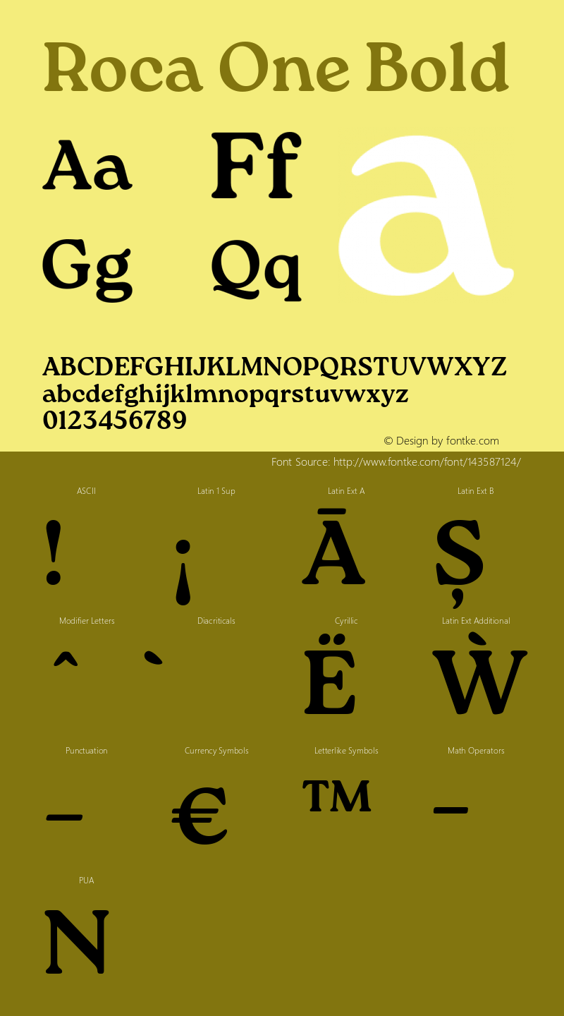 Roca One Bold 1.000 Font Sample