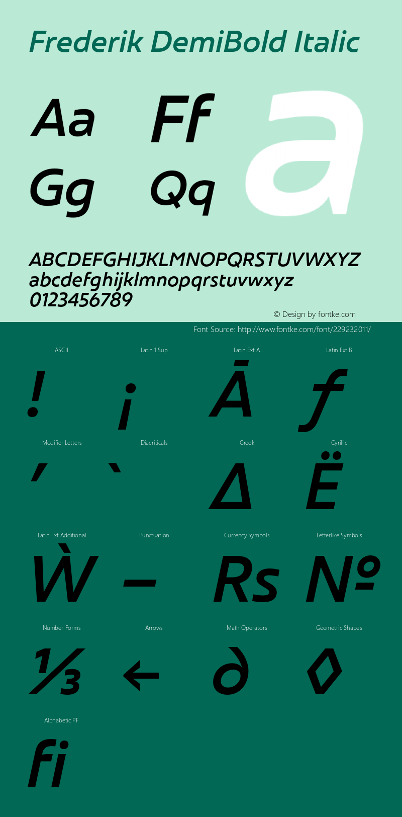 Frederik DemiBold Italic Version 001.000 February 2019图片样张