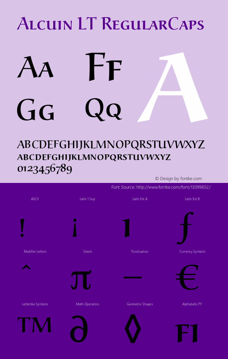 Alcuin LT RegularCaps Version 001.000 Font Sample