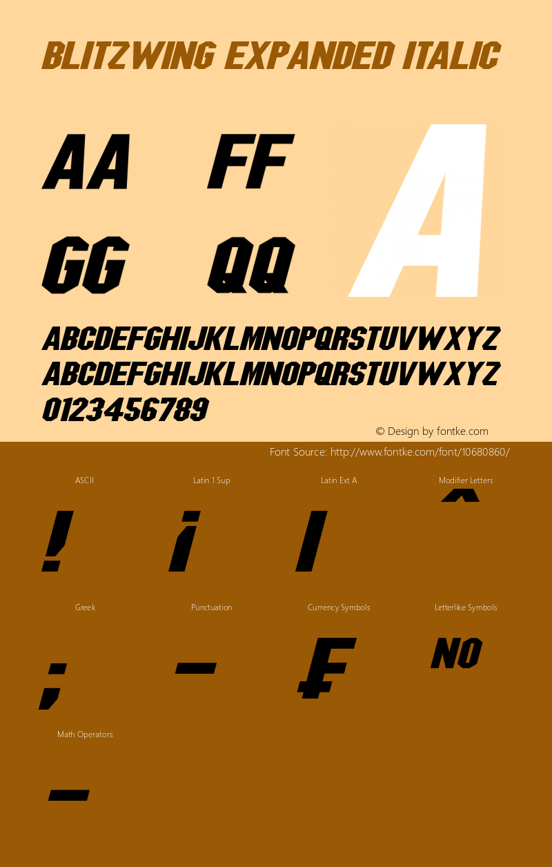 Blitzwing Expanded Italic Version 1.10 March 26, 2015 Font Sample