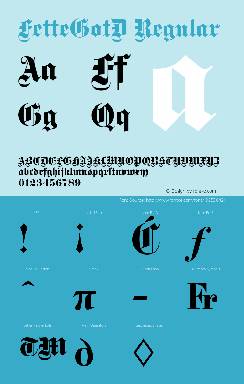 FetteGotD Regular Version 001.005 Font Sample