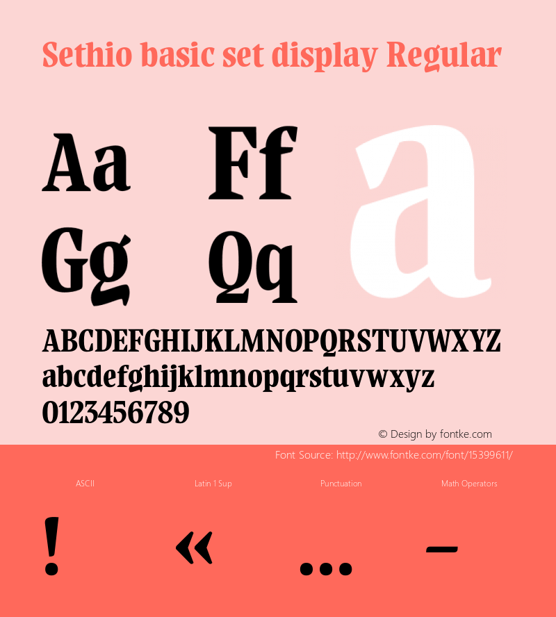 Sethio basic set display Regular Version 0.000;PS 0.0;hotconv 1.0.72;makeotf.lib2.5.5900 DEVELOPMENT Font Sample