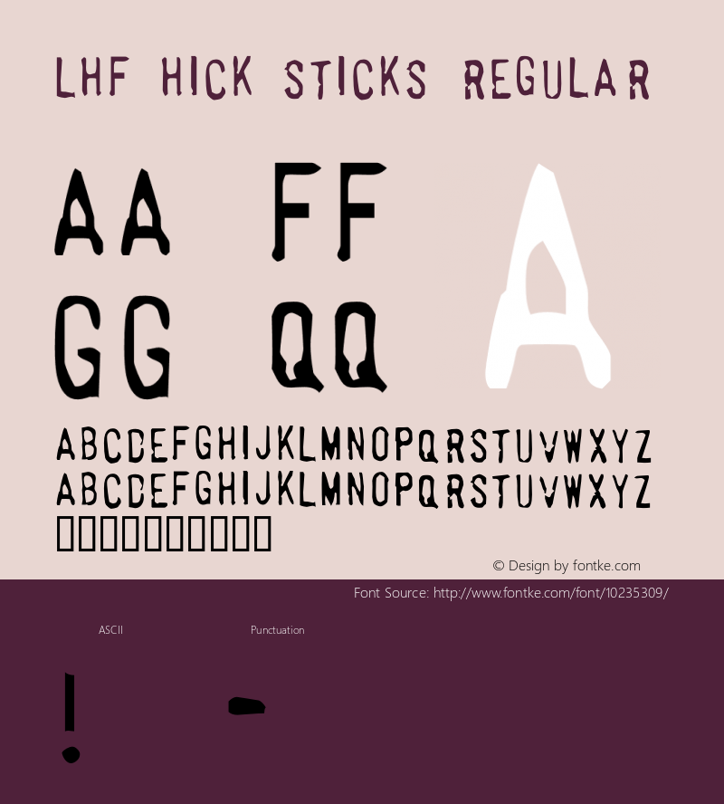 LHF Hick Sticks Regular Version 1.000;PS 001.000;hotconv 1.0.38 Font Sample