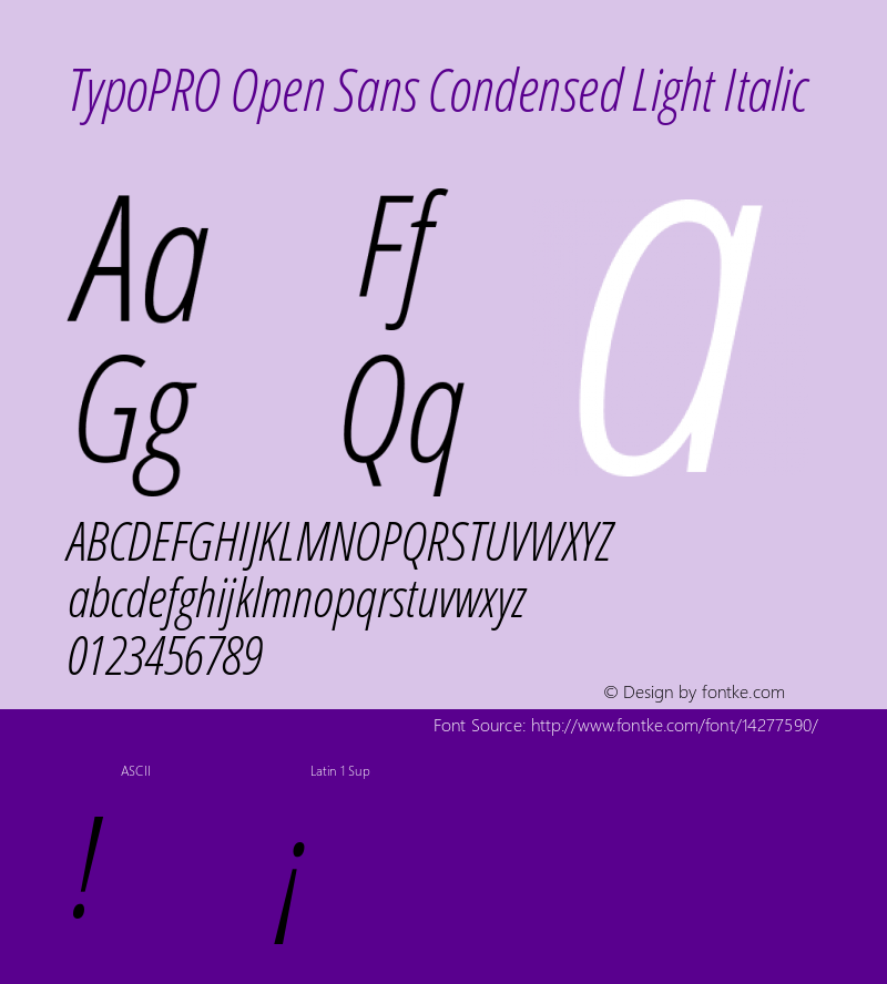 TypoPRO Open Sans Condensed Light Italic Version 1.10 Font Sample