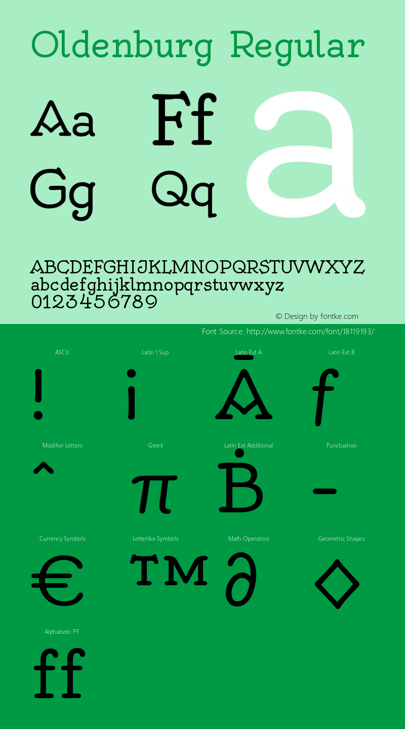 Oldenburg Regular Version 1.001 Font Sample