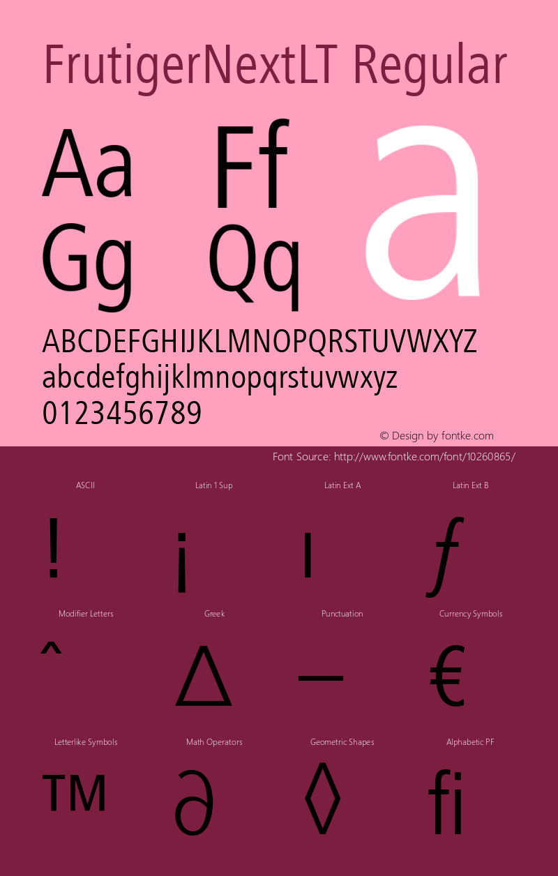 FrutigerNextLT Regular 001.000 Font Sample