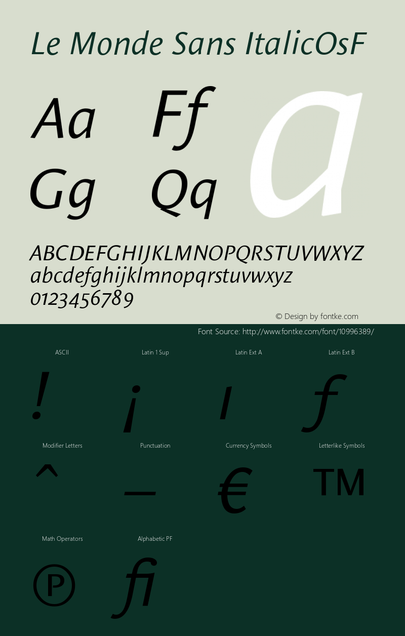 Le Monde Sans ItalicOsF Version 001.000 Font Sample