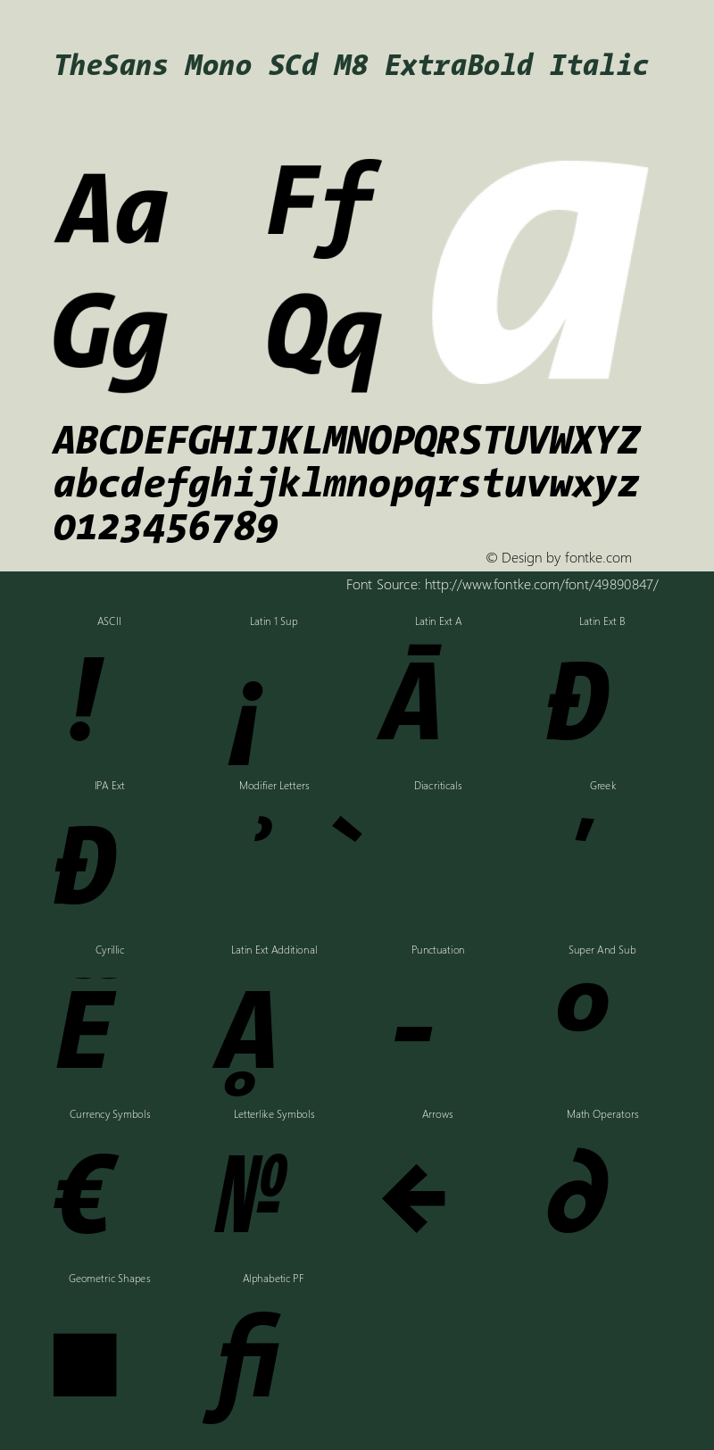 TheSansMono-SCdM8ExtraBoldIt 3.006 Font Sample