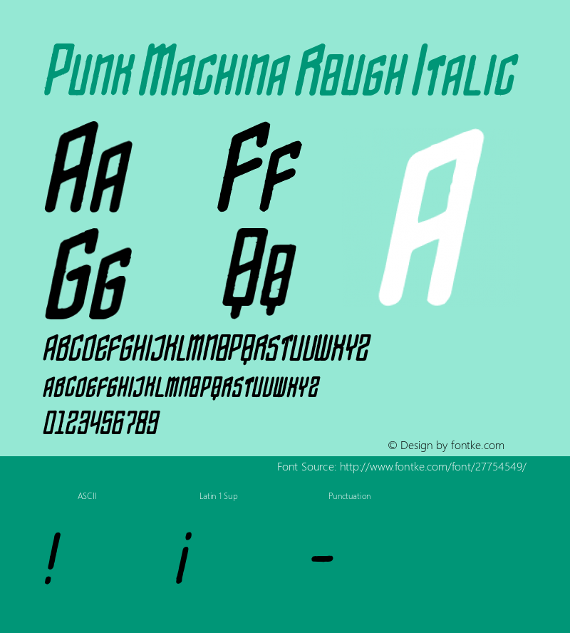 PunkMachinaRough-Italic Version 1.000;PS 001.001;hotconv 1.0.56 Font Sample