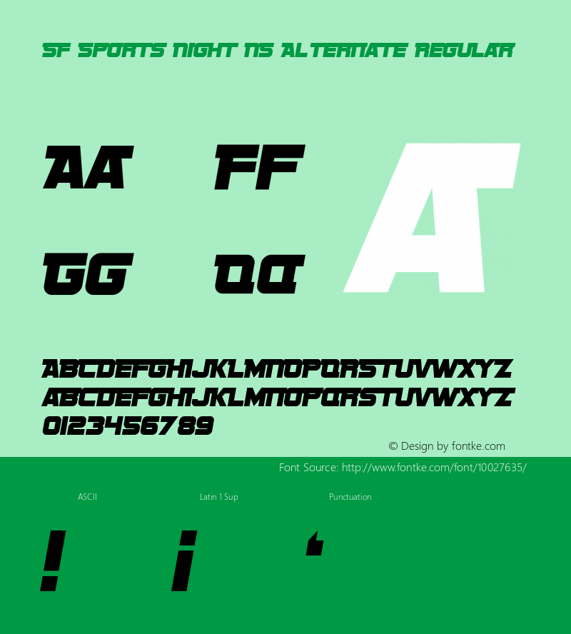 SF Sports Night NS Alternate Regular 1.0 Font Sample