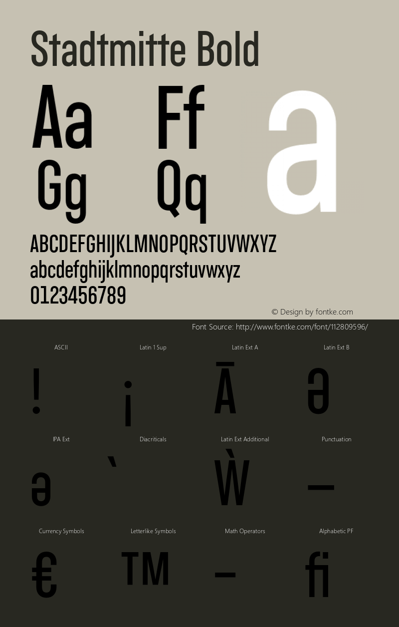 Stadtmitte Bold Version 1.000;hotconv 1.0.109;makeotfexe 2.5.65596 Font Sample