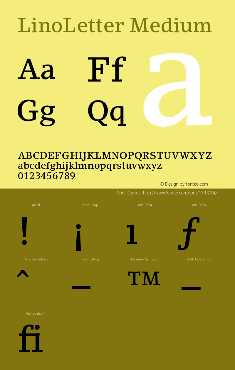 LinoLetter Medium Version 001.000 Font Sample