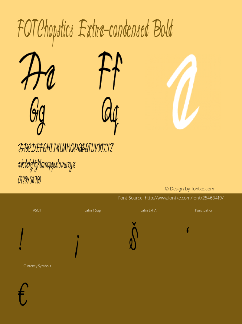 FOTChopstics-ExtracondensedBold Version 1.000 Font Sample