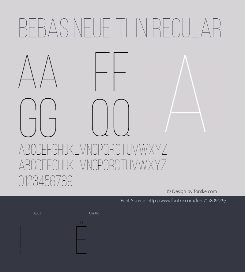 Bebas Neue Thin Regular Version 1.003;PS 001.003;hotconv 1.0.70;makeotf.lib2.5.58329; ttfautohint (v1.4.1) Font Sample