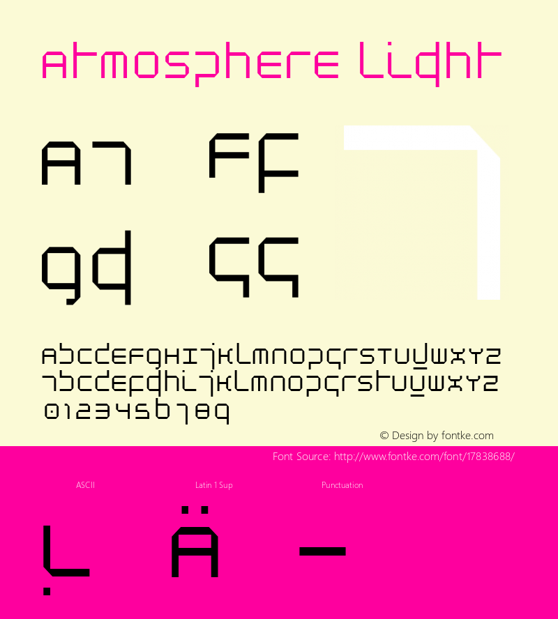 Atmosphere Light Macromedia Fontographer 4.1.5 5/10/97 Font Sample