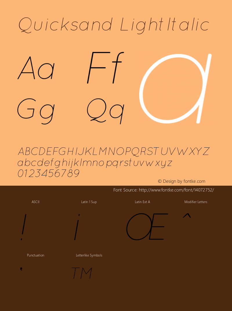 Quicksand LightItalic Version 001.001 Font Sample