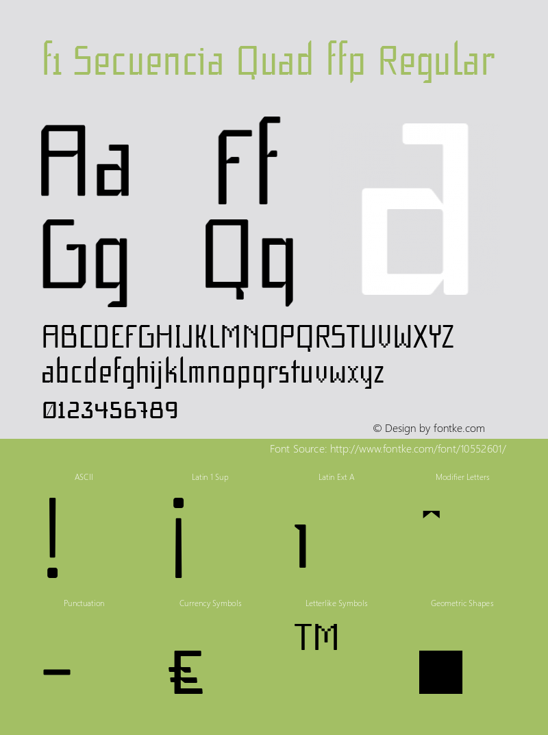 f1 Secuencia Quad ffp Regular Version 2.004 Font Sample