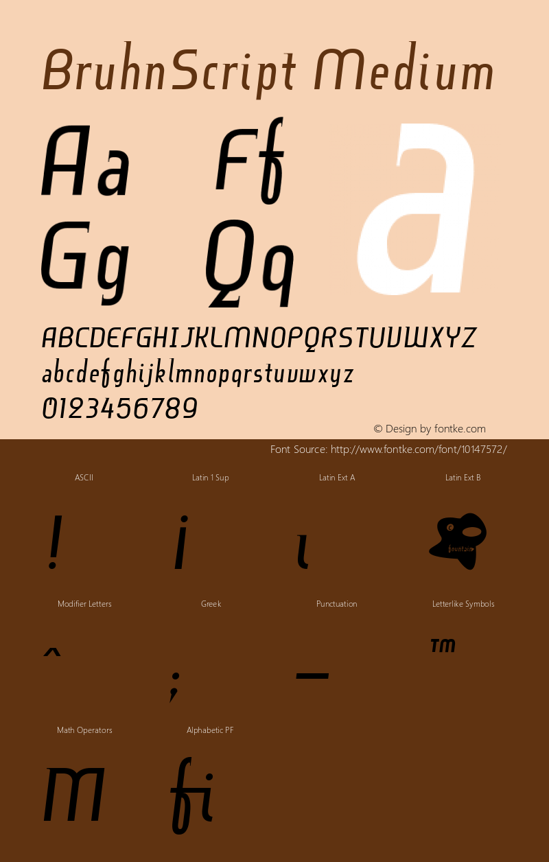 BruhnScript Medium Version 001.000 Font Sample