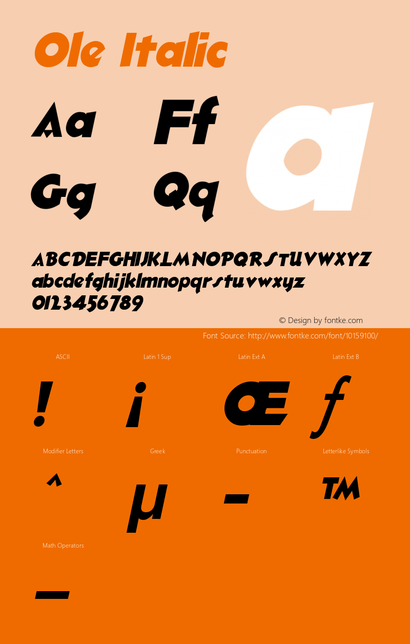 Ole Italic 1.0/1995: 2.0/2001 Font Sample