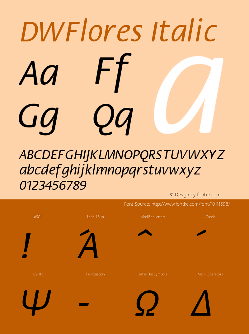 DWFlores Italic 10/24/2002 Font Sample