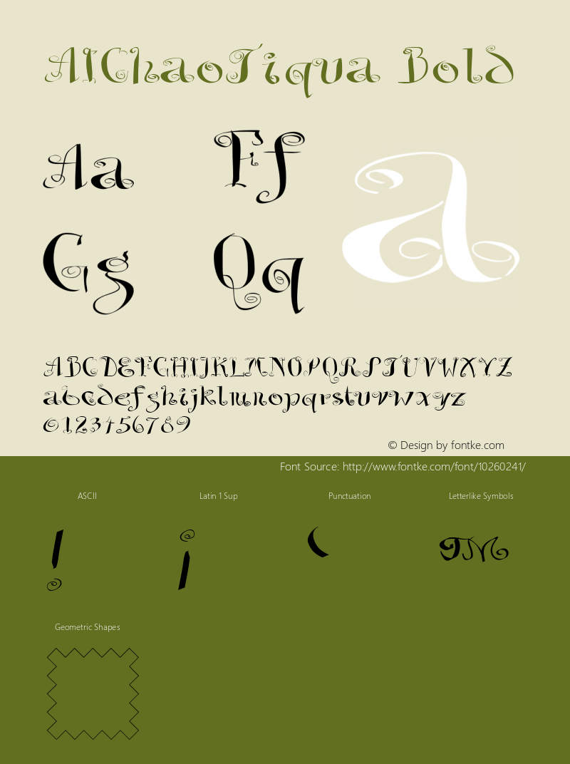 AIChaoTiqua Bold Version 001.000 Font Sample