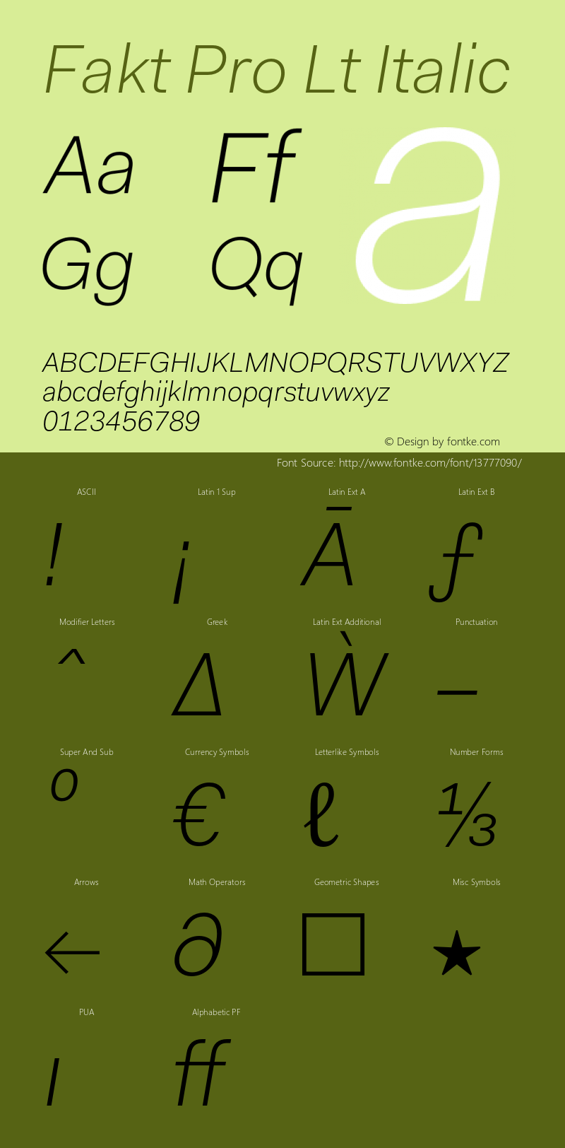 Fakt Pro Lt Italic Version 2.000;PS 1.000;hotconv 1.0.50;makeotf.lib2.0.16970 Font Sample