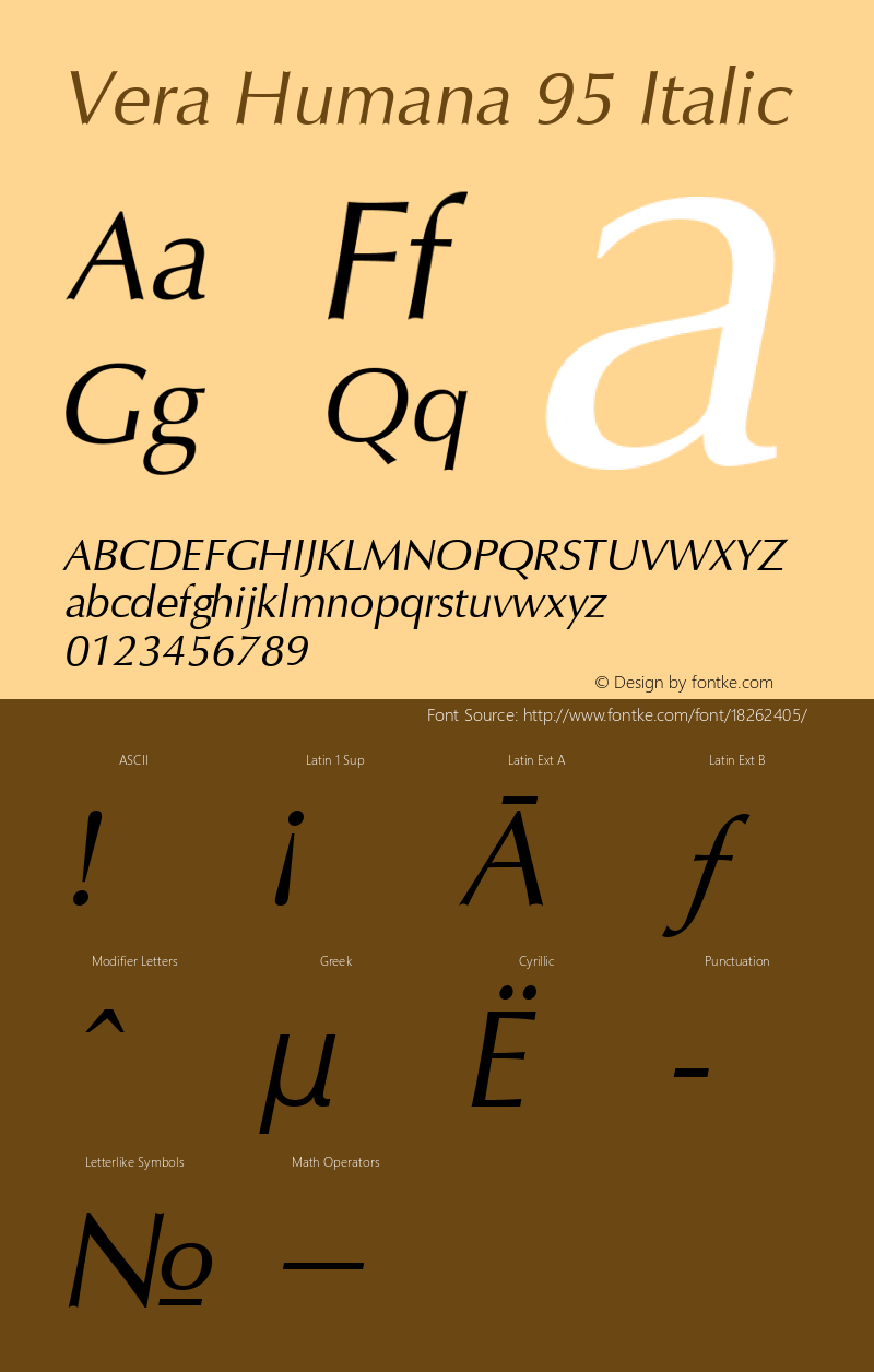 Vera Humana 95 Italic 15.02.97 Font Sample